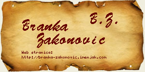 Branka Zakonović vizit kartica